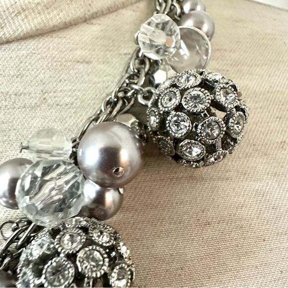 Silver tone beaded statement necklace - Picture 7 of 11